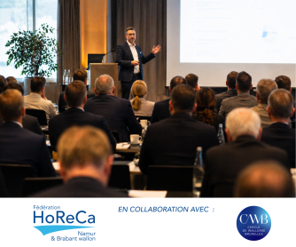 Logos de la Fédération HoReCa Namur & Brabant wallon et du Cercle de Wallonie Bruxelles avec mention de collaboration.