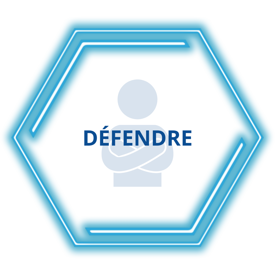 Forme hexagonale avec le terme défendre