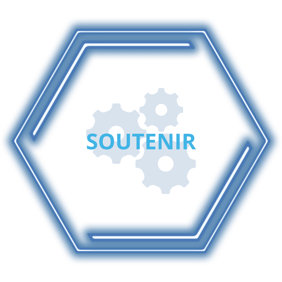 Forme hexagonale avec au centre le mot soutenir